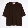 Brun premium-boxy-T-shirt med korta ärmar