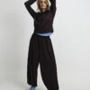 Brun premium-hoodie med långa ärmar
