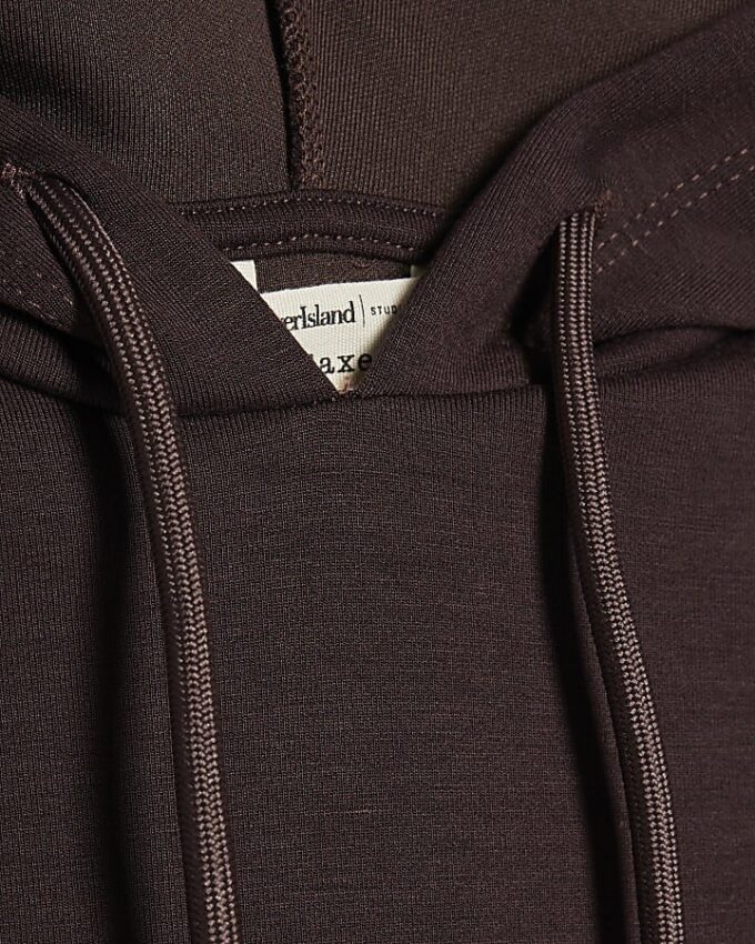Brun premium-hoodie med långa ärmar