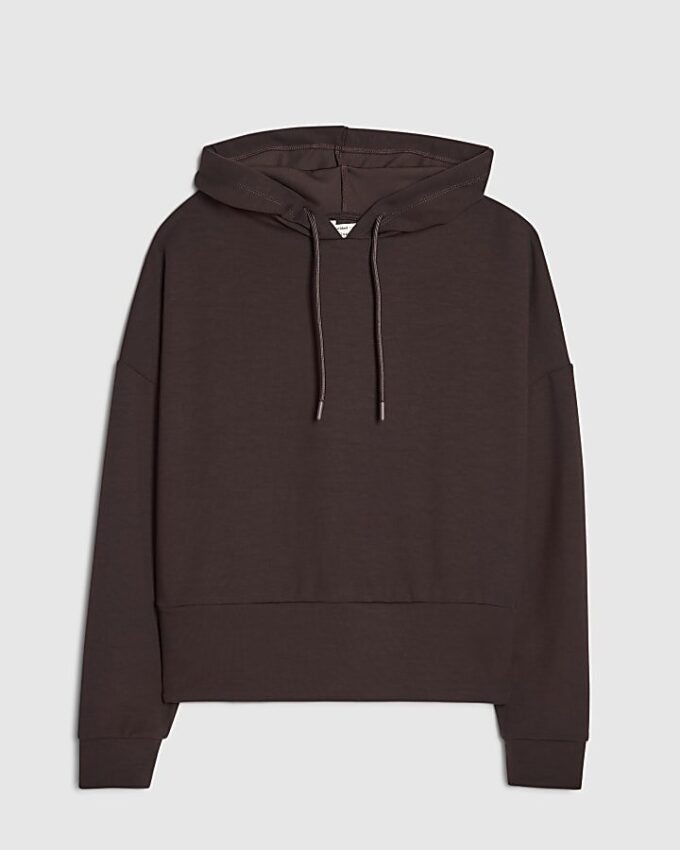 Brun premium-hoodie med långa ärmar