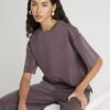 Brun premium-T-shirt med boxig passform