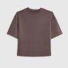 Brun premium-T-shirt med boxig passform
