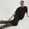 Brun premium-T-shirt med korta ärmar och oversized passform