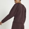 Brun premium-tröja med långa ärmar och batwing-ärmar
