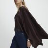 Brun satin cape med vattenfallsdesign