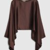 Brun satin cape med vattenfallsdesign