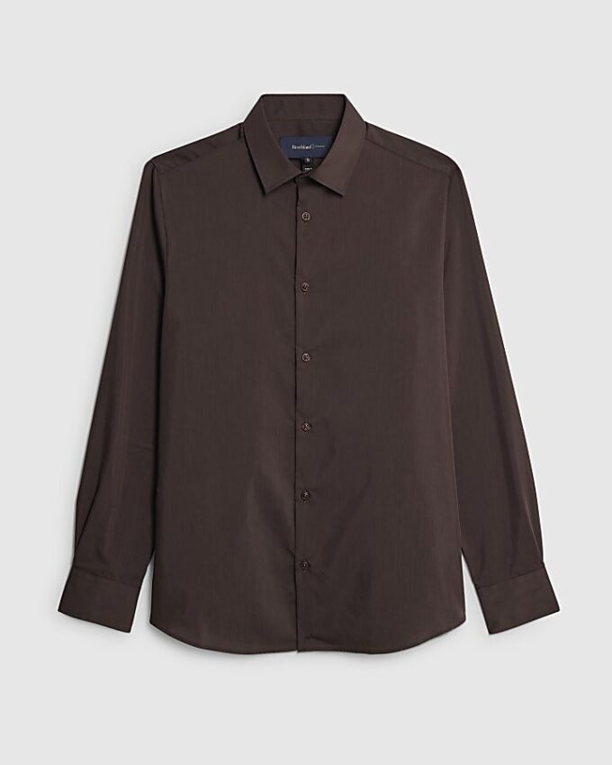 Brun slim fit-skjorta