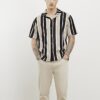 Brun slim fit-skjorta med ränder