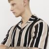 Brun slim fit-skjorta med ränder