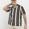 Brun slim fit-skjorta med ränder