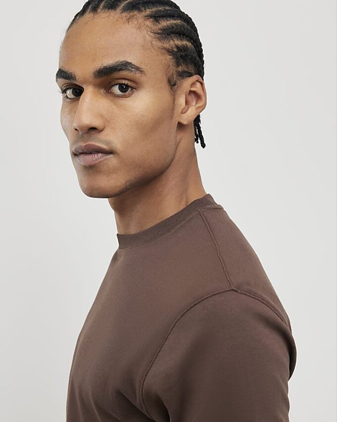 Brun slim fit-T-shirt
