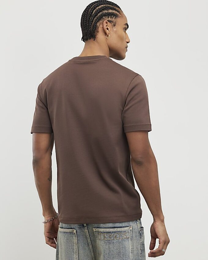 Brun slim fit-T-shirt