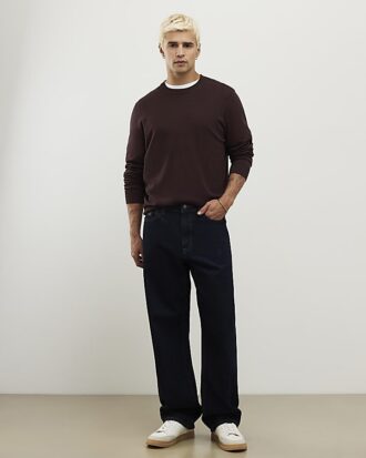 Brun slim fit-tröja
