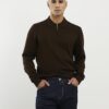 Brun slim fit-tröja med dragkedja