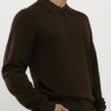 Brun slim fit-tröja med dragkedja