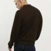 Brun slim fit-tröja med dragkedja