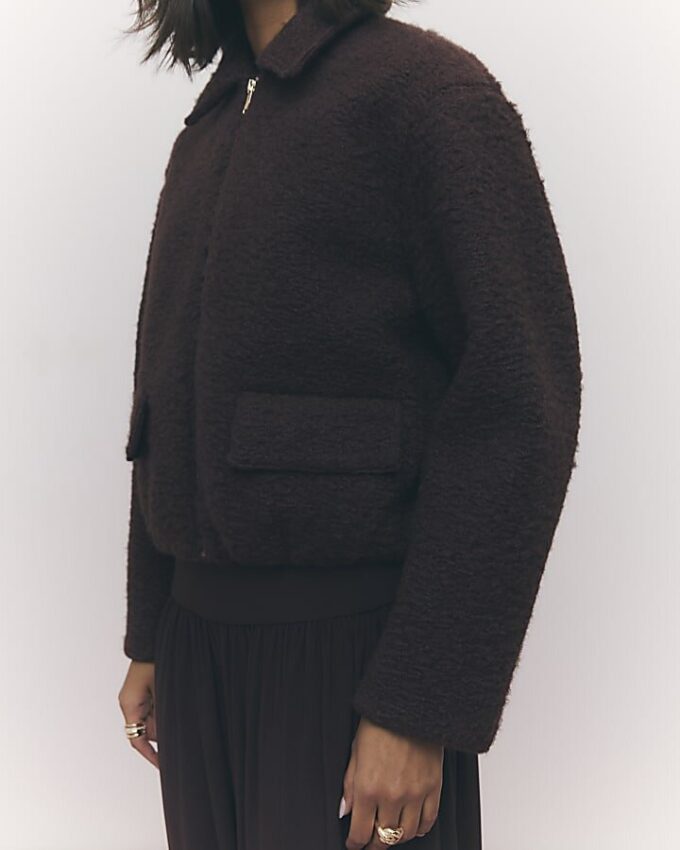 Brun texturerad Harrington-jacka