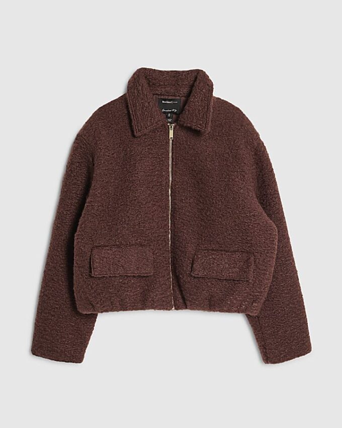 Brun texturerad Harrington-jacka