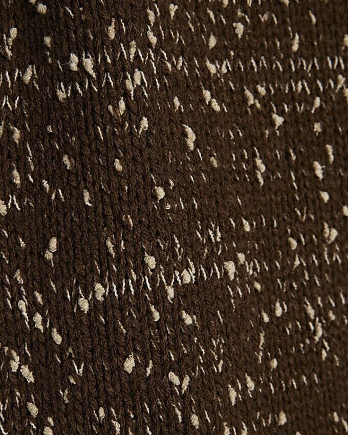 Brun texturerad stickad kortärmad topp