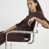 Brun texturerad T-shirt med knytning fram