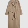 Brun trenchcoat i imiterad ull med bälte