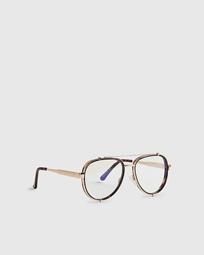 Bruna Aviator-glasögon med optiska linser