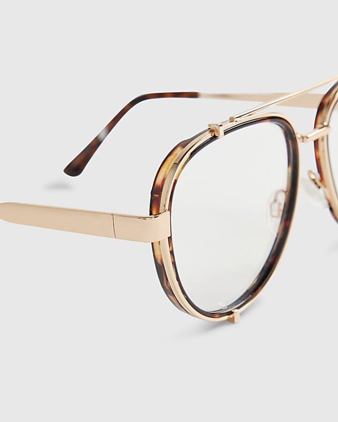 Bruna Aviator-glasögon med optiska linser