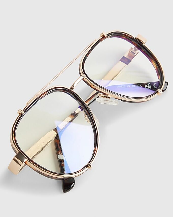 Bruna Aviator-glasögon med optiska linser