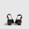 Bruna låga slingback-pumps med spetsig tå