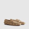 Bruna loafers i imitationsmocka med nitar