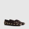 Bruna loafers i imitationsmocka med nitar