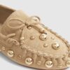 Bruna loafers i imitationsmocka med nitar