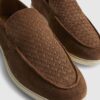 Bruna loafers i vävd mocka