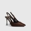 Bruna pumps med slingback i imitationsmocka