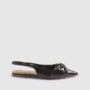 Bruna skor med rynkad slingback och spetsig tå