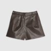 Bruna skräddarsydda shorts i konstläder