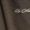 Bruna slim fit-byxor med hundtandsmönster och piping