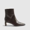 Bruna stretchiga sockboots med blockklack