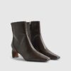 Bruna stretchiga sockboots med blockklack