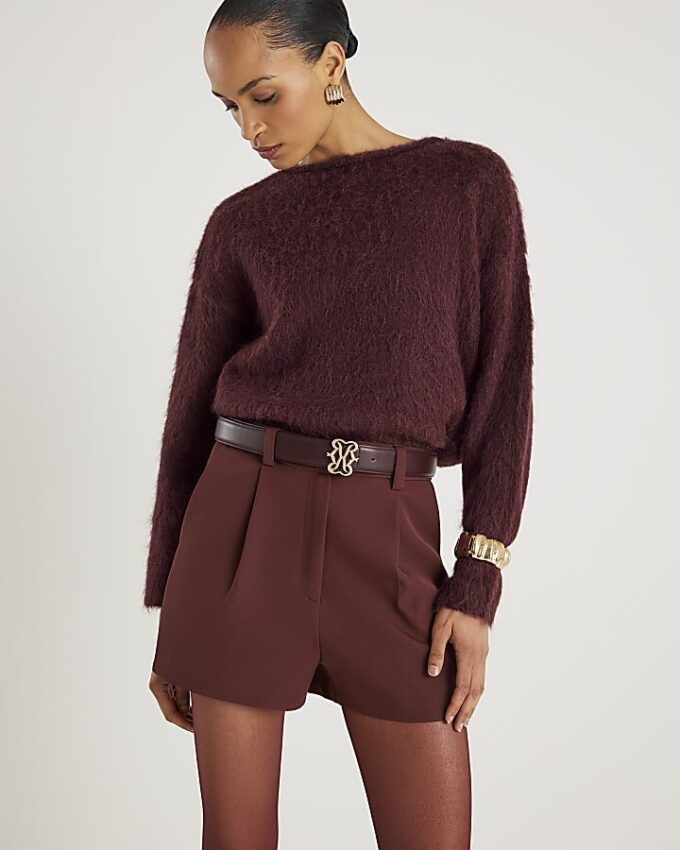 Bruna strukturerade skräddarsydda shorts