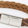 Brunt läderarmband med flätor