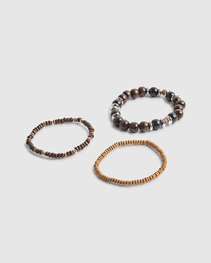 Brunt träarmband i multipack