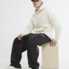 Cream Regular Fit långärmad hoodie