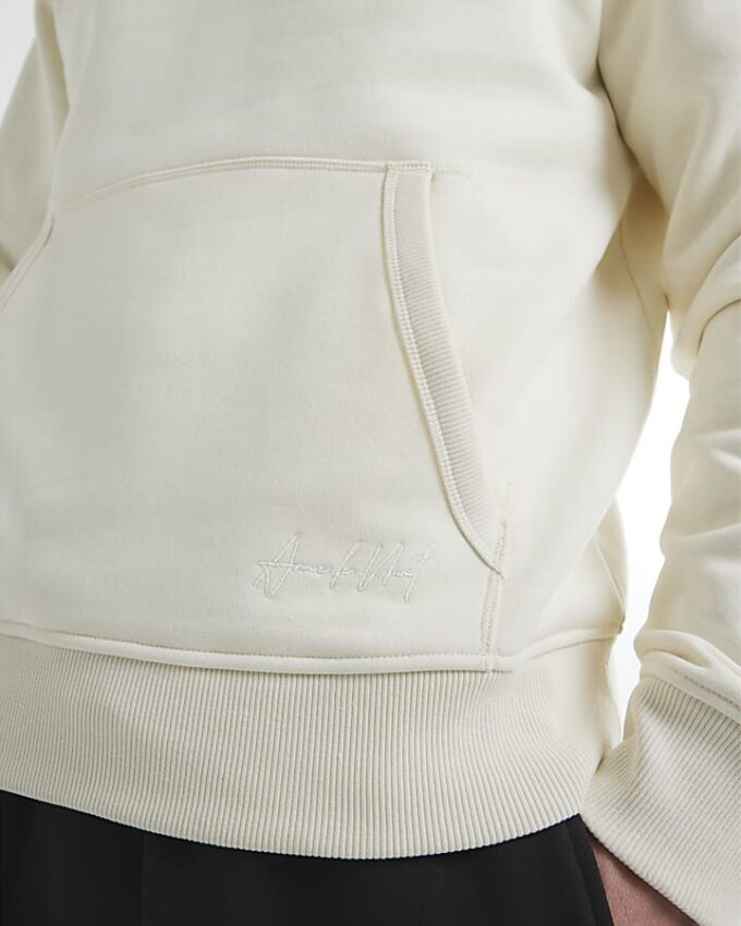 Cream Regular Fit långärmad hoodie