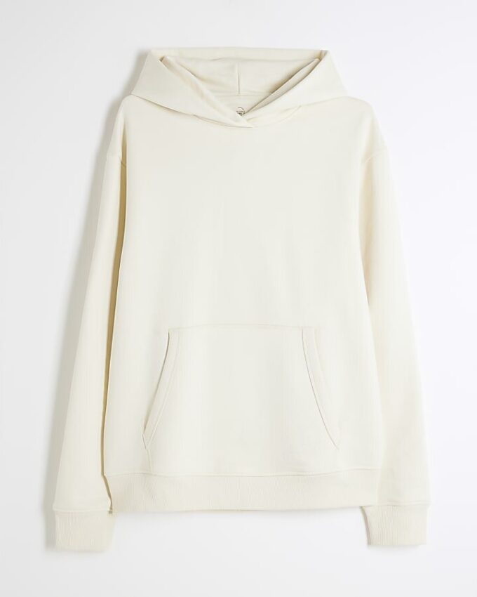 Cream Regular Fit långärmad hoodie