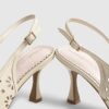Cream Sling Back 3D Floral Court Heels