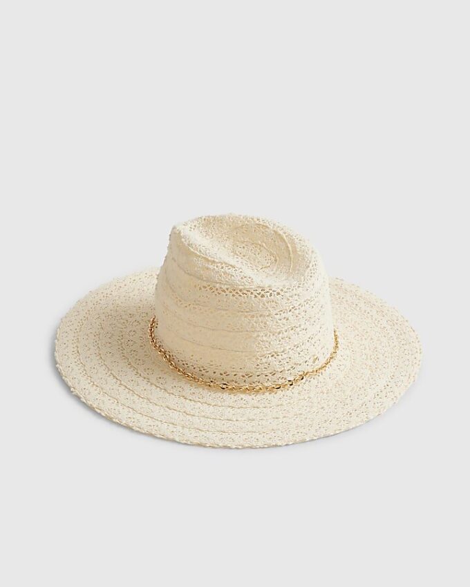 Creamfärgad spetsfedora