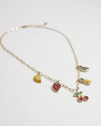 Flickor, halsband med flerfärgade frukter