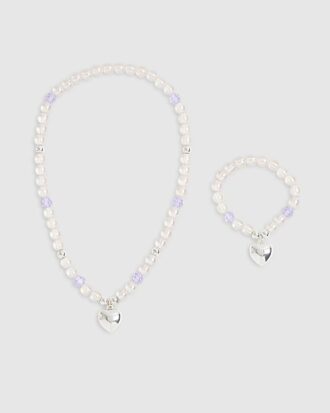 Flickor rosa halsband och armband set