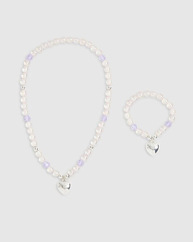 Flickor rosa halsband och armband set